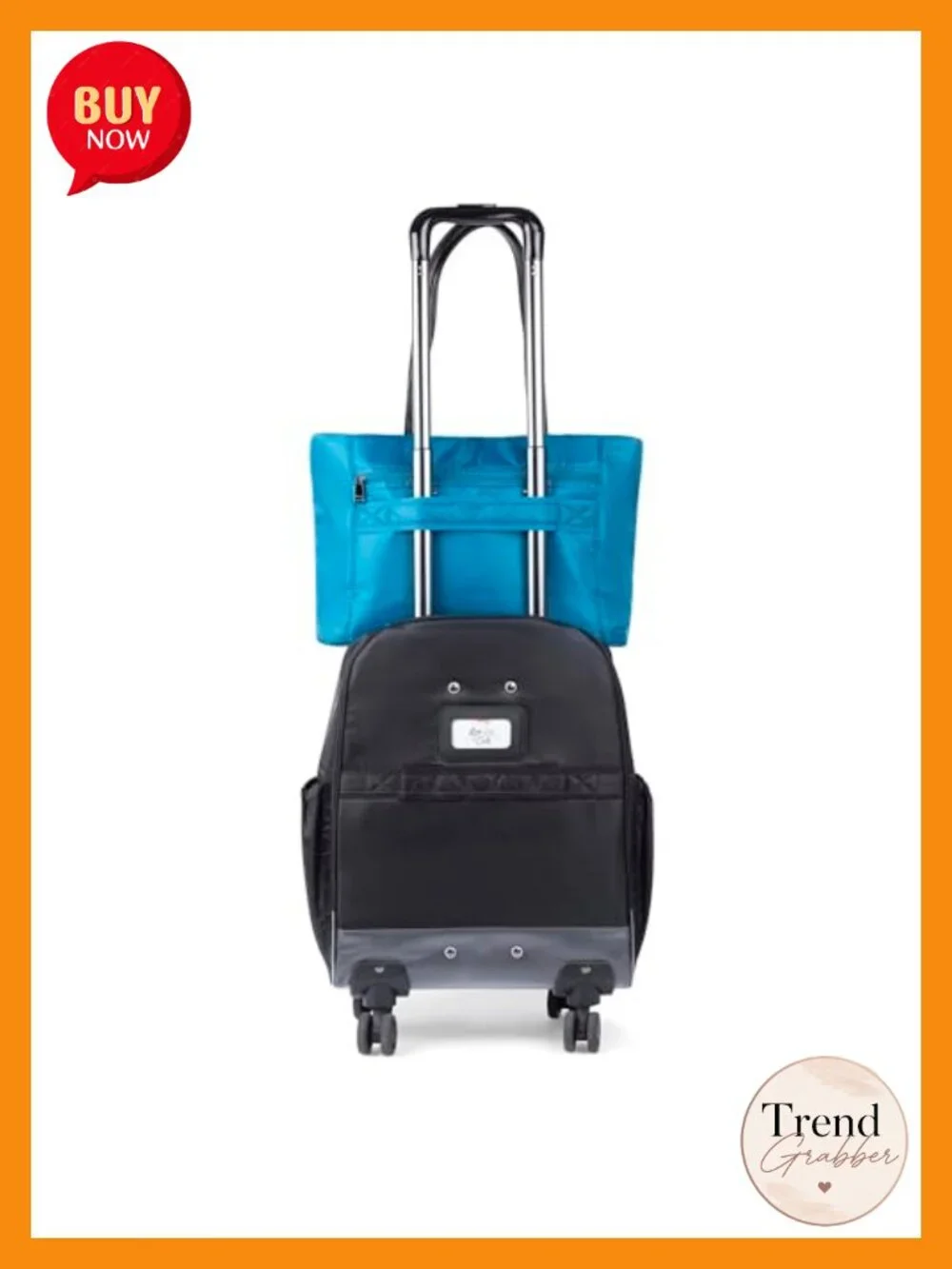 Nylon Tote Bag with Vegan Leather Handles and Multiple Pockets